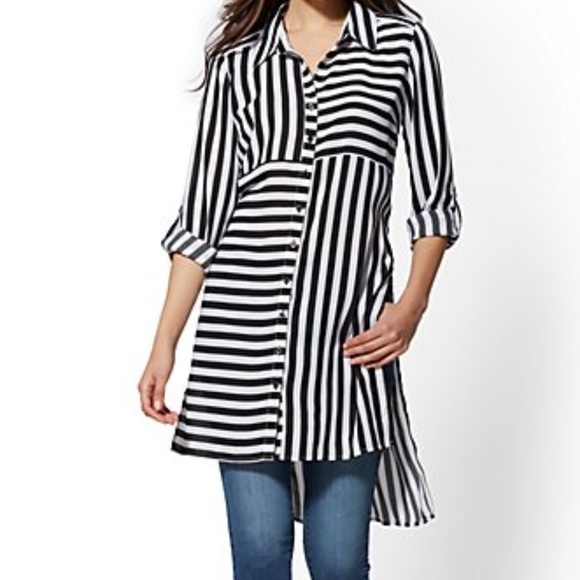 New York & Company Tops - NWT -  NY& CO Black & White Stripe Shirt